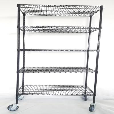 China NSF Sustainable Household Heavy Duty Metal Wire Rack Shelving With Wheels for sale