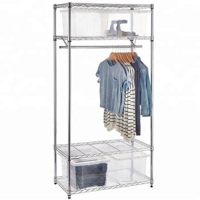 China Stainless Steel Sustainable Adjustable Clothes Hanging Rack Shelf for sale