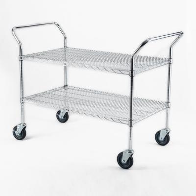 China Sustainable Restaurant Storage Chrome Plated Wire Shelving With Wheels for sale