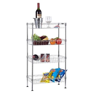 China Chrome Finish Metal Wire Locker Steel Wire Sustainable Shelving Shelving With 4 Wheels for sale