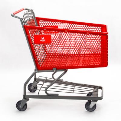 China Durable Plastic Shopping Basket 125L Supermarket Shopping Trolley for sale