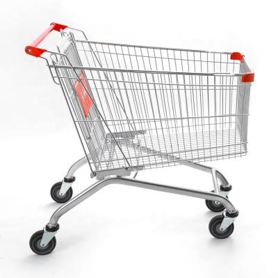 China Unfolding European Style 80L Coins Open Supermarket Shopping Trolley Rolling Cart for sale