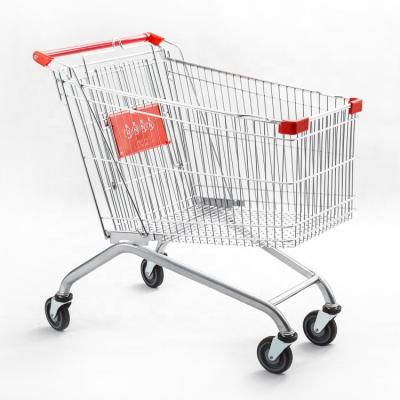 China Haevy Duty 125L Euro Steel Shopping Mesh Cart Shopping Trolley For Supermarket for sale