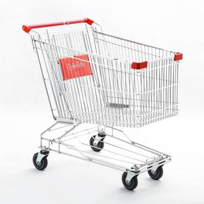 China 125L Corrosion Protection Unfolding Asia Supermarket Storage Cart Cheap Shopping Trolley for sale