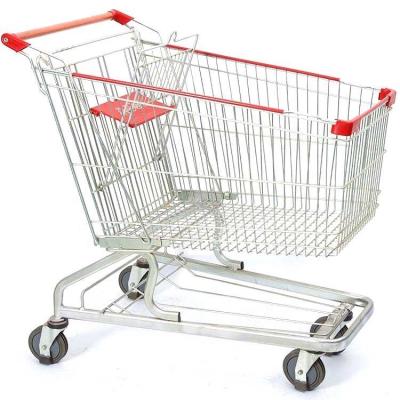 China Corrosion Protection 180L Zinc Powder Plated Supermarket Shopping Trolley Trolley for sale