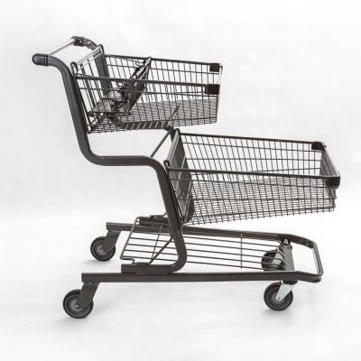 China Durable Best Selling Two Layer Metal Supermarket Shopping Trolley Trolley for sale