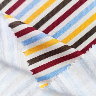 China Pure Good Quality Stripe Design Breathable Polyester Clean Digital Printing Gauze Fabric For Garment for sale