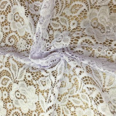 China Elastic mesh printed stretch lace fabric, dress fabric, white fabric for sale