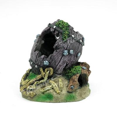 China Viable Hollow Log Aquarium Ornament Hide Cave Tunnel Hole Stump Aquarium Decoration for sale