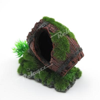 China Broken Viable Resin Barrel Aquarium Decorations For Fish Tank, Fish Tank Ornament Aquatic Caves Hide Hut for sale