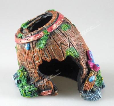 China Broken Viable Resin Barrel Aquarium Decorations For Fish Tank, Fish Tank Ornament Aquatic Caves Hide Hut for sale