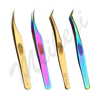 China Single Eyelash Extension Private Label Applicator Gold Eyelash Extension Standard Curved Volume Custom Eye Lash Tweezer for sale