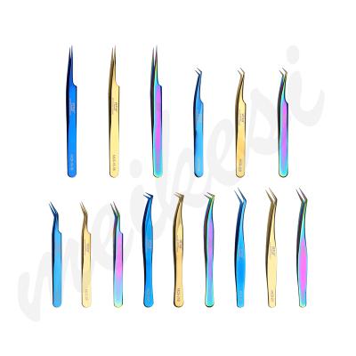 China Custom Volume High Quality Anti-static Eyelash Extension Tweezers Stainless Steel Eyelash Tweezers Permanent Lash Tweezer Tool for sale