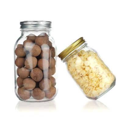 China High Quality Clear Food Packaging Storage Round Glass Mason Jar With Aluminum Lid for sale