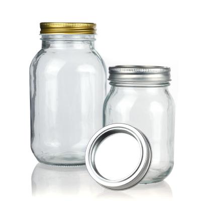 China Custom Glass Jar Wide Mouth Mason Jars 8 Oz 16 Oz Glass Jar Set for sale