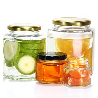 China Customized Household Preserve Pickle Glass Canning Jar Hexagonal Freezing Glass Jar For Kitchen for sale