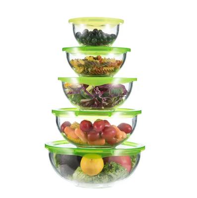 China 500 ml transparentes Glas Früchte Salat Schüsseln Essensgegenstände Mischschüssel Set zu verkaufen