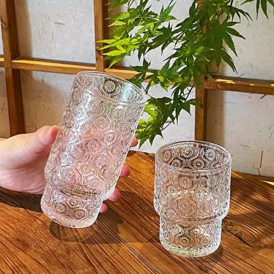 China 330ml 200ml Embossed Glass Tumbler Highball Glasses for sale