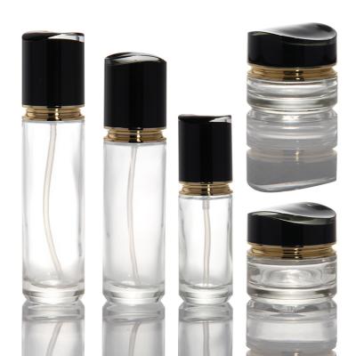 China Luxury 100ml 120ml 200ml Glass Lotion Bottles Cosmetic Perfume Oil Cream Lotion Transparent Thick Wall for sale