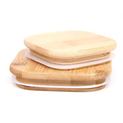 China Factory Custom Logo Solid Wood Bottle Wooden Round Square Mug Cup Lid Bamboo Cover For Jar for sale