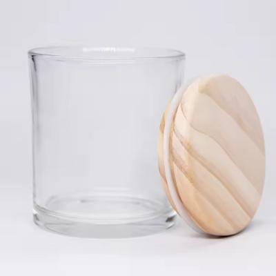 China High Quality Candle Round Transparent Frosted Clear Glass Jar With Metal Lid for sale