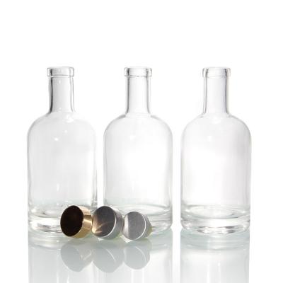 China Heavy Base Vodka Bottles Brewing For 750ml Clear Bordeaux Glass Liquor Bottles for sale