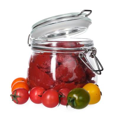 China Custom Wide Mouth Jam Pickle Jar 300ml 500ml 750ml Airtight Glass Food Jar With Flip Top Lid for sale