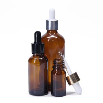 China 15ml 30ml Amber Essential Oil Dropper Brown Glass Bottles With Measurement Dropper for sale