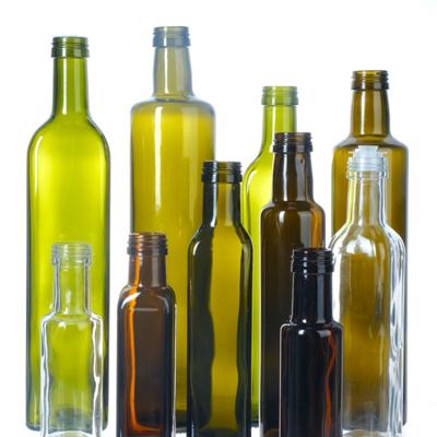 Cina Colore verde vetro trasparente quadrato rotondo bottiglie di olio d'oliva 125 ml 250 ml 500 ml 750 ml 1000 ml in vendita