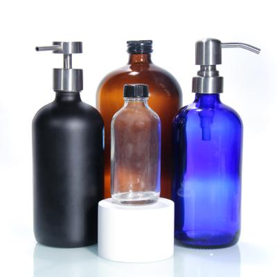 China Color Empty Luxury Glass Bottle Glass Bottle With Pump Lotion Glass Cosmetic Bottles for sale