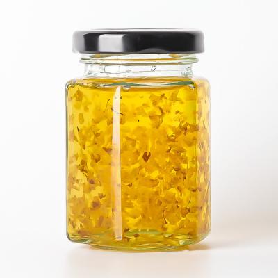 China Empty Hexagonal Honey Jar Transparent Glass Can  Glass Sealed Jar for sale