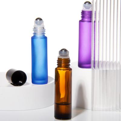 China 10Ml  Roll On Glass Roller Perfume Bottle With Stainless Steel Roller Ball for sale