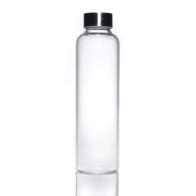 China New Design 350ml/500ml High Borosilicate Glass Water Bottle With Stainless Steel Lid for sale