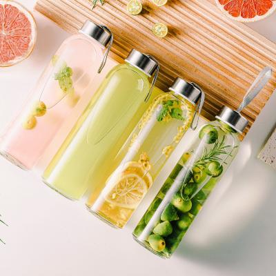 China High Quality Wholesale High Borosilicate Glass Drinking Water Bottle With Stainless Steel Lid for sale