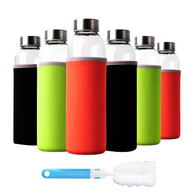 China Premium 500ml Borosilicate Glass Water Bottle with Silicone Sleeve for sale