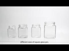 Rectangular 4 Oz 3 Oz Spice Jars Freezer Safe Glass Containers With Metal Lid