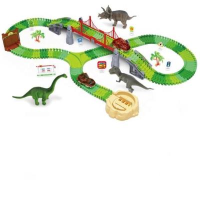 China Factory Price 206Pcs Color Eco-Friendly Material Intelligence Simulated Dinosaur Track Electric Car Toy Fot Kids for sale