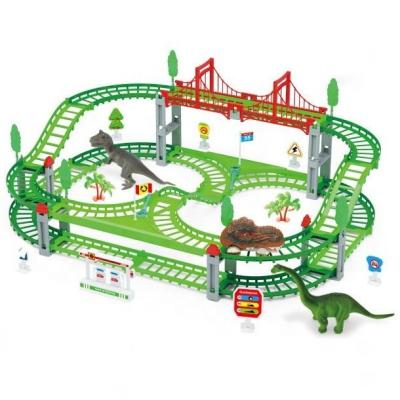 China Assemble Assembly Toys Best Selling Simulation Color Double Layer Electric Dinosaur DIY Toy For Kids Track Set for sale