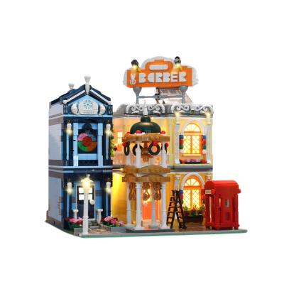 China Child Toys Playing Blocks Die King Barber Shop City Street View Assembly Building Block 16031 Small Town For Birthday Gifts for sale