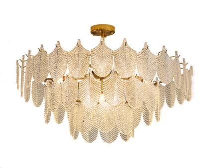 China Modern Luxury Rectangular Round Glass Chandelier Living Room Bedroom Living Room Lamp Gold Style Pendant Light for sale