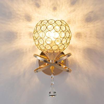 China Simple Modern Iron Gold Crystal Led Wall Lamp For Living Room Aisle Corridor Background for sale