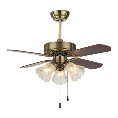 China HOOYI European Modern American Restaurant Ceiling Retro Wooden Fan Leaf Lamp for sale