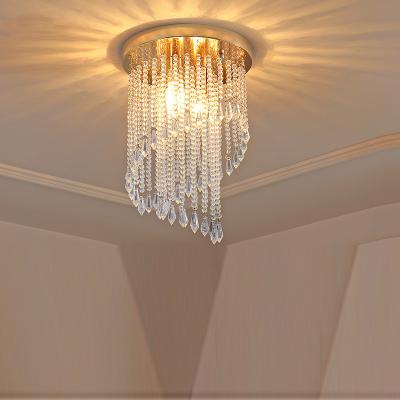 China Modern Gold Modern Home Gold Led Bedroom Hotel Ceiling Light Crystal Chandelier Indoor Luxury K9 Ceiling Light for sale