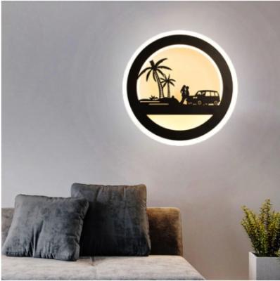 China Modern Minimalist Modern Led Creative Decoration Lamp Home Wall Lamp Art Acrylic Round Wall Lamp For Bedside Living Room Restaurant for sale