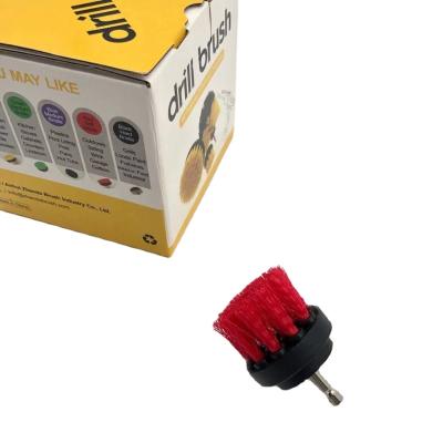 China Sustainable Red Stiff Bristle Rotary Drill Cleaning Brush For Cleaning Narrow And Hard Reaching Places for sale