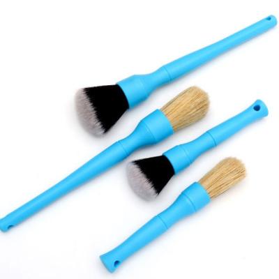 China Pig Hair Microfiber Car Care Soft Handle 2PCS Set Car Interior Detailing Brush for sale