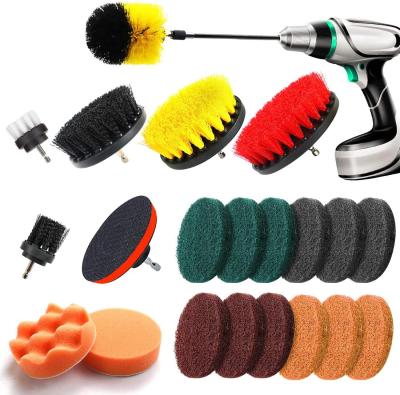 China Sustainable 22 Piece Drill Power Scrubber Brush Attachment Set Rotating Car Wash Brush For Car Body for sale