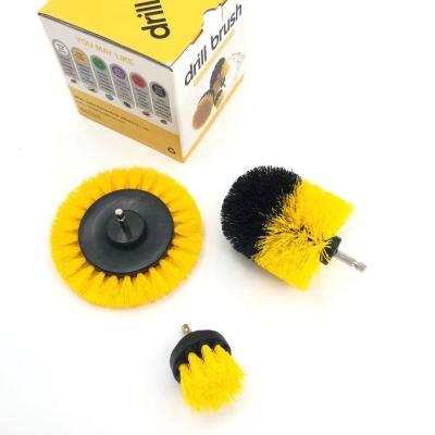 China 3 Workable Pieces of Yellow Drillbrush for Car Tile Kitchen Bathroom Cleaning for sale