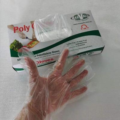 China Food Contact Grade HDPE Food Service Plastic White Blue OEM Customized PE Gloves for sale