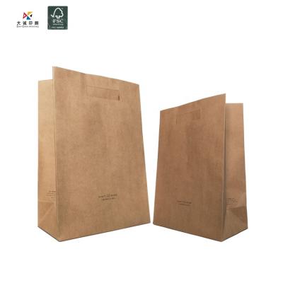 China Recycled Materials OEM Promotional Custom Recycling Without Rope Grocery Supermarket Kraft Paper Bag Recyclable Shopping Bags for sale